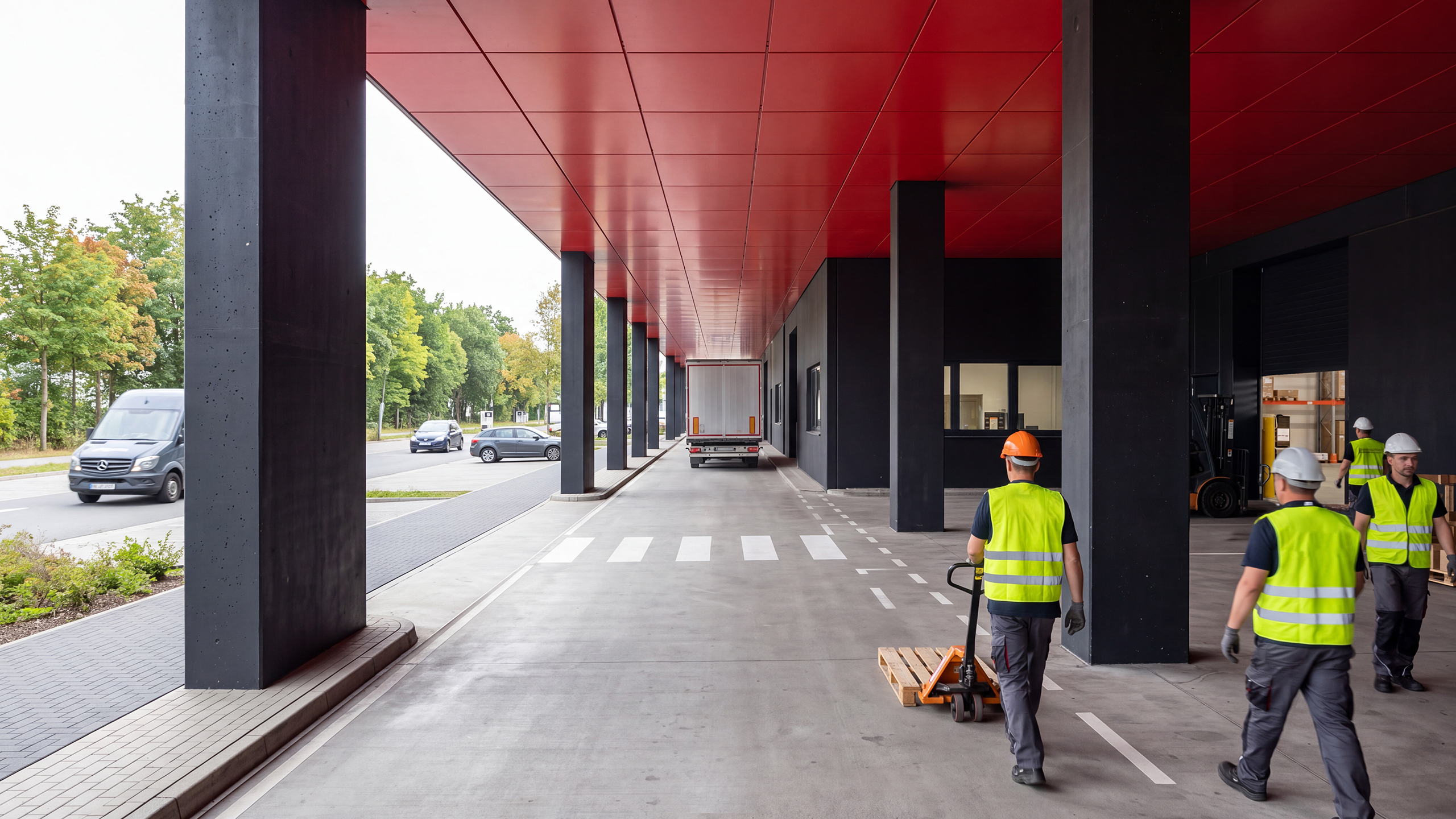 Neue Schmiede am Frankfurter Ring 227 in München – Visualisierung eines produktiven Stadtquartiers mit Gewerbe-, Büro- und begrünten Freiräumen