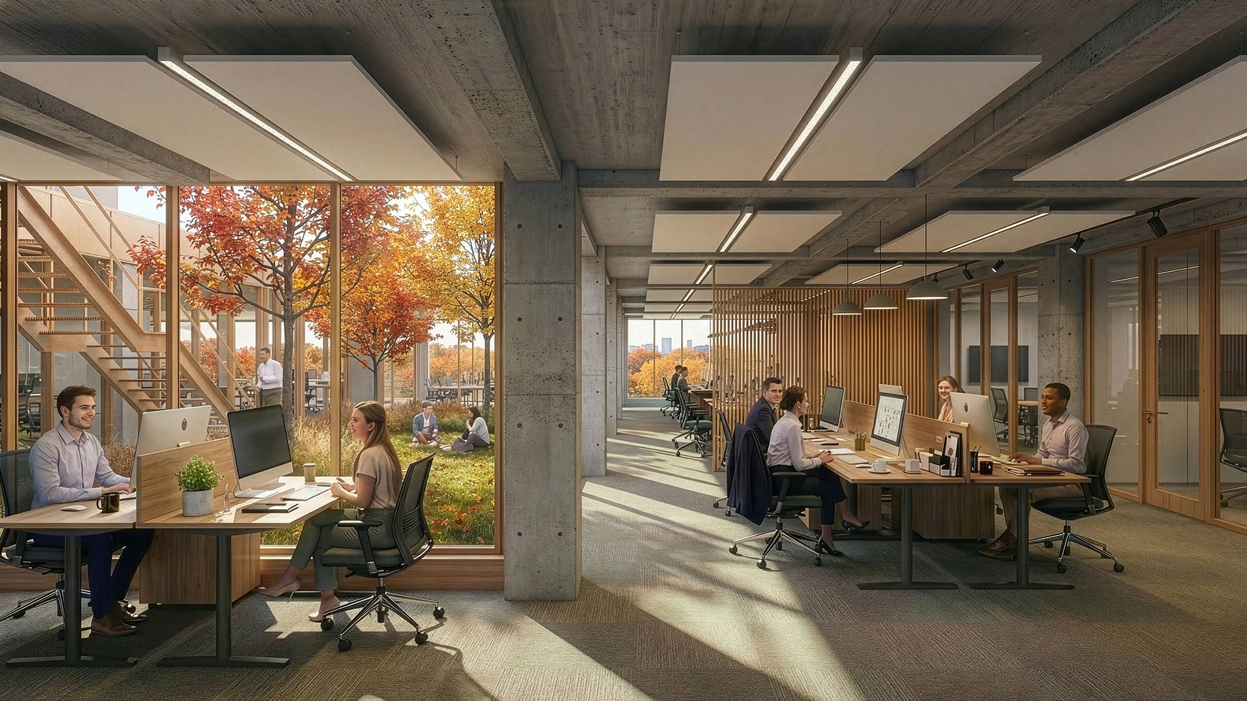 Neue Schmiede am Frankfurter Ring 227 in München – Visualisierung eines produktiven Stadtquartiers mit Gewerbe-, Büro- und begrünten Freiräumen